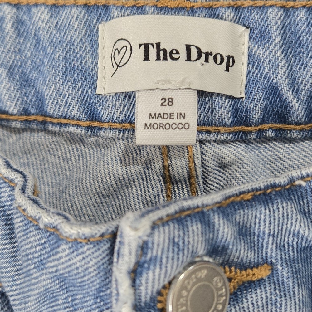 The Drop Luca High Rise Distressed Mom Jeans 28 Light Wash Straight Trendy Denim - Picture 5 of 11